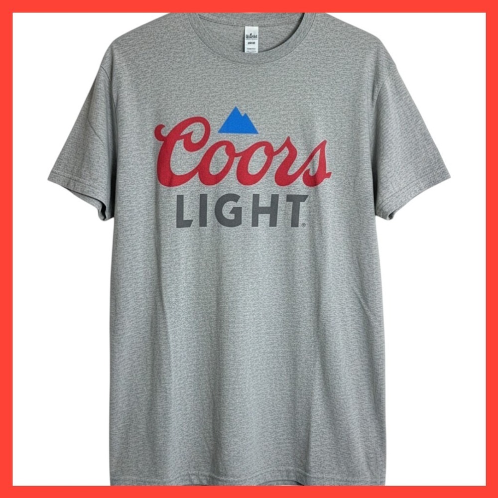 Coors Light Beer Graphic T-Shirt Mens Medium Gray M&O Gold 4800 Short Sleeve